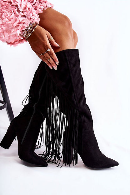 black heel boots front view