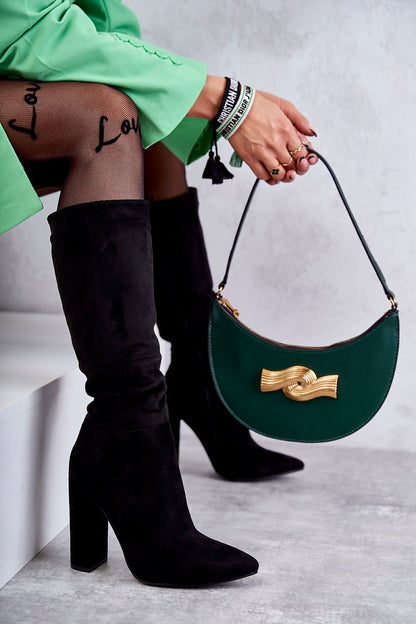 black heel boots front view