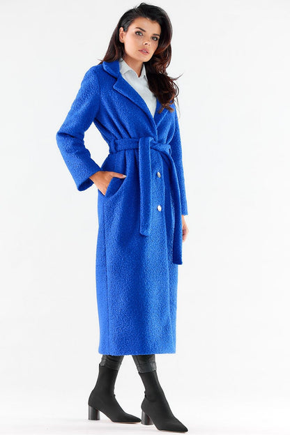 blue belted maxi coat alternate angle