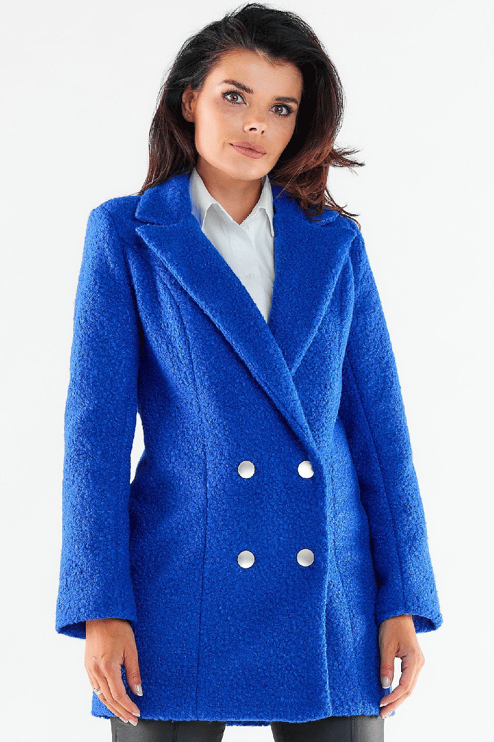 blue coat front view