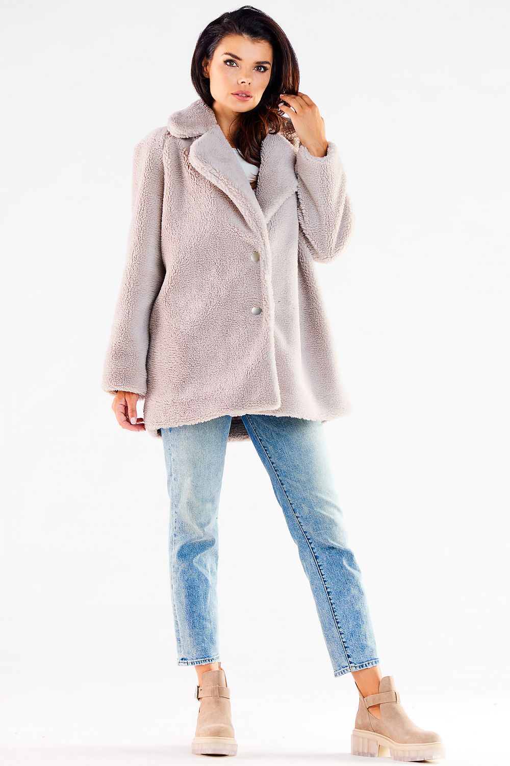 beige coat alternate angle