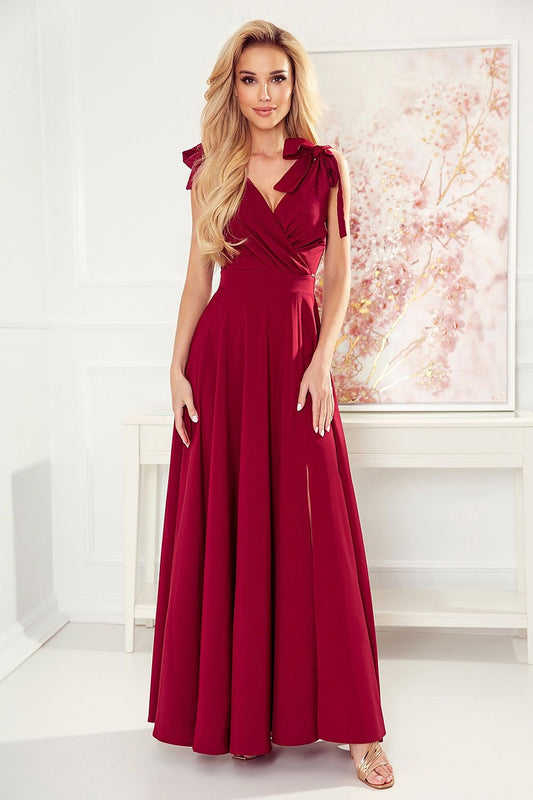 red maxi long dress front view