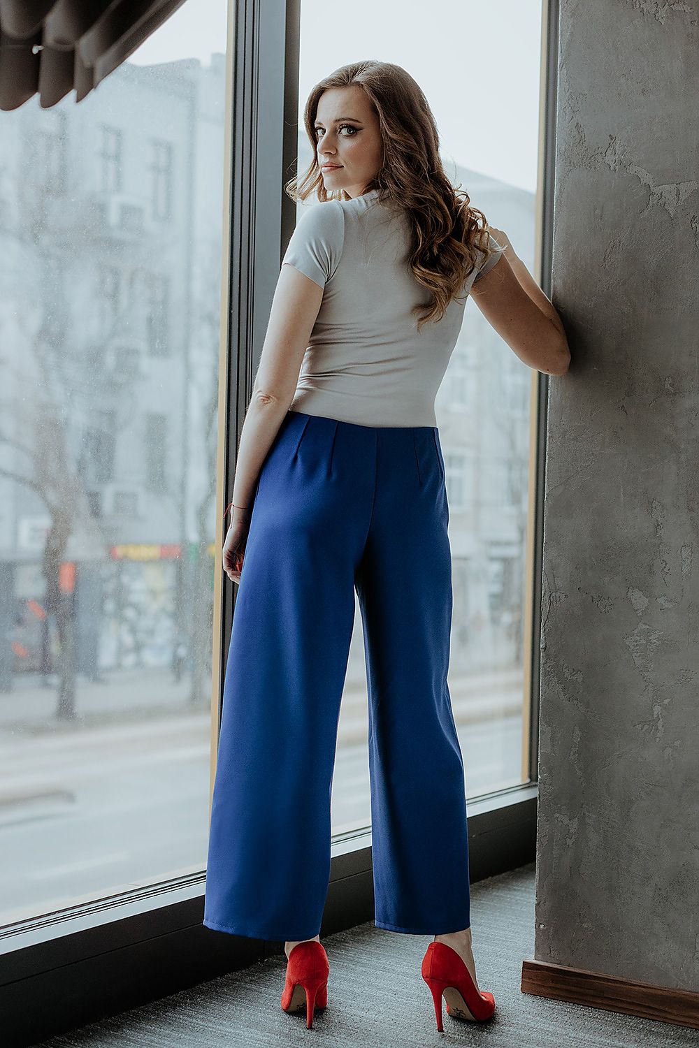 navy blue women trousers alternate angle