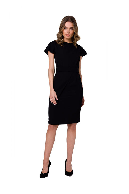 black belted cocktail dress front view