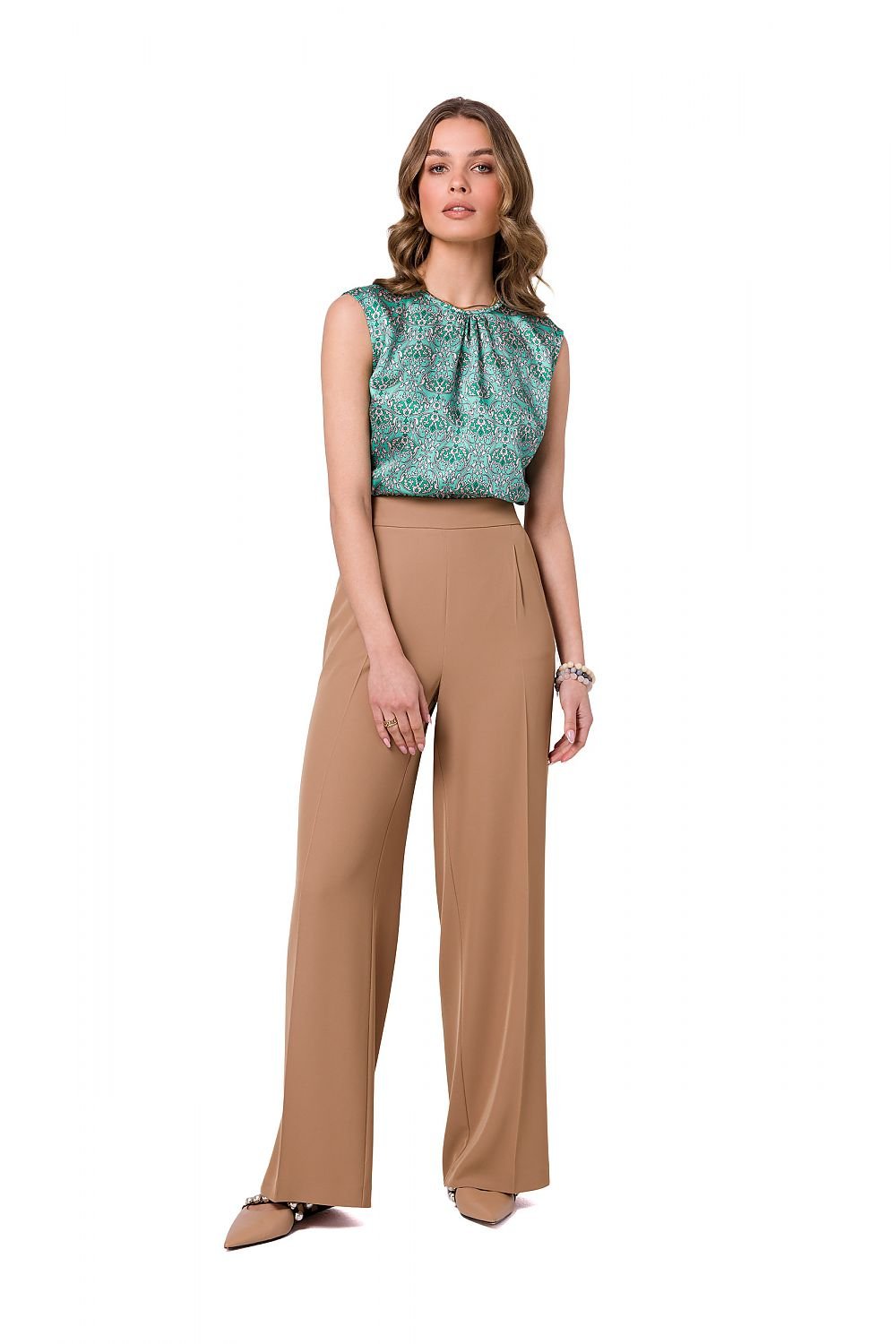 beige women trousers front view