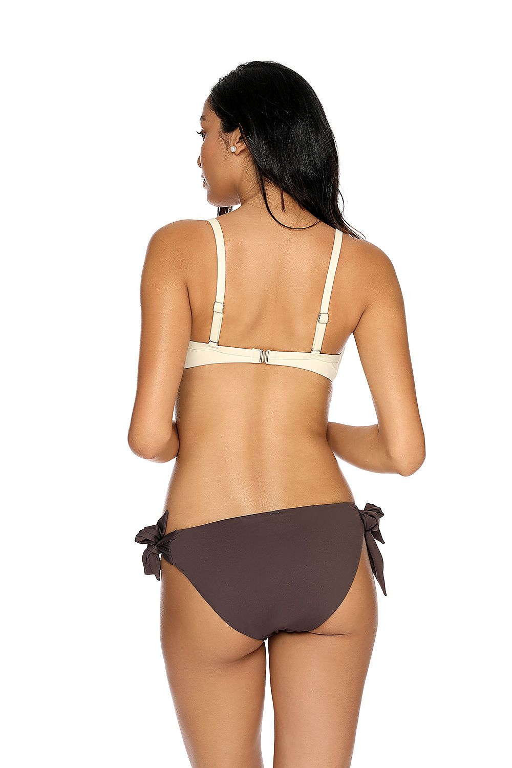 beige swimsuit two piece detail view