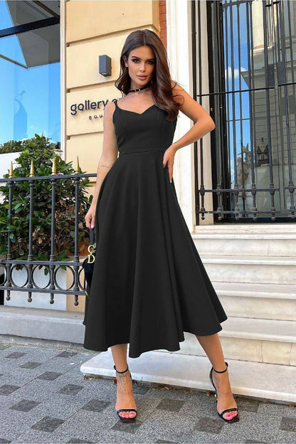 red flared midi day dress view 15