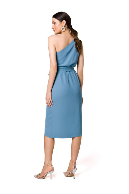 blue belted cocktail dress alternate angle