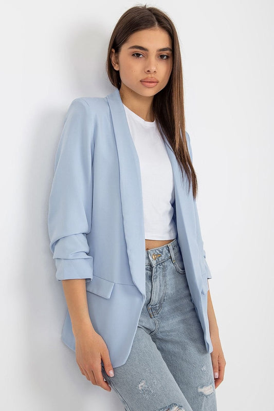 blue jacket front view