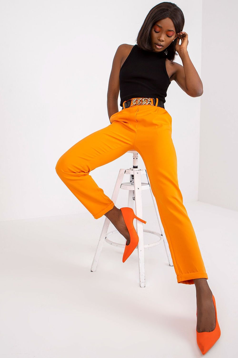 belted orange belted women trousers alternate angle