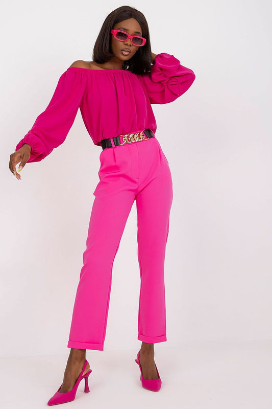 belted pink belted women trousers front view