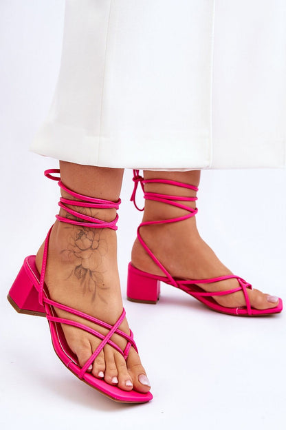 pink strappy sandals front view