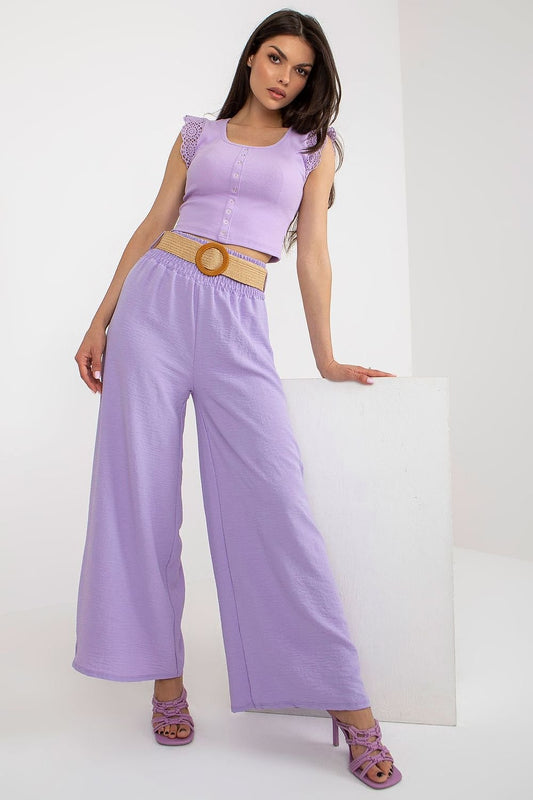 belted violet belted women trousers front view