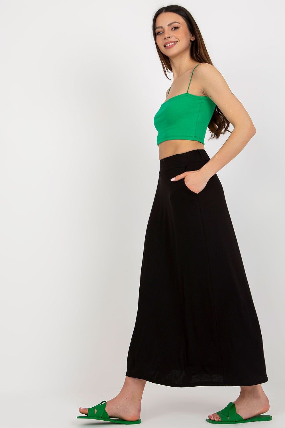 black long skirt detail view