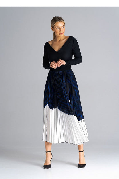 multicolor pleated midi skirt front view