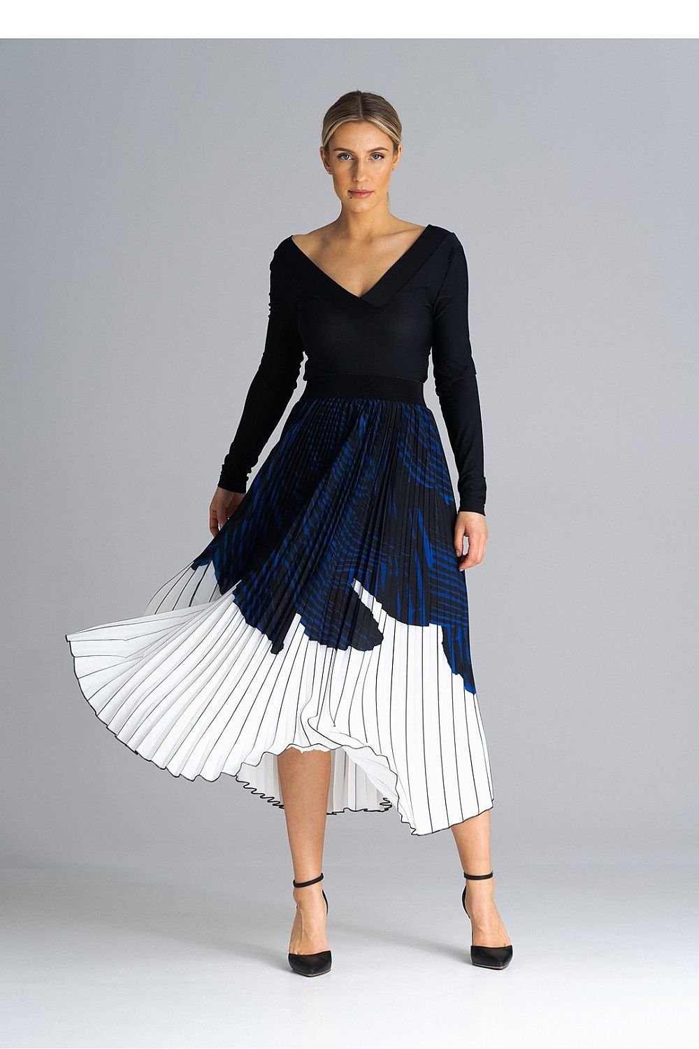 multicolor pleated midi skirt alternate angle