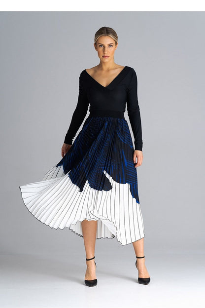 multicolor pleated midi skirt alternate angle