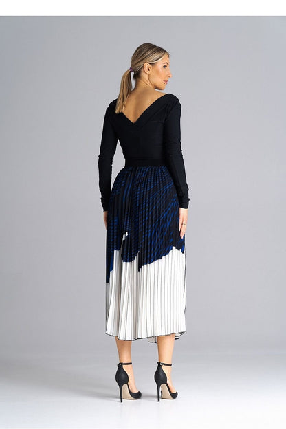 multicolor pleated midi skirt detail view