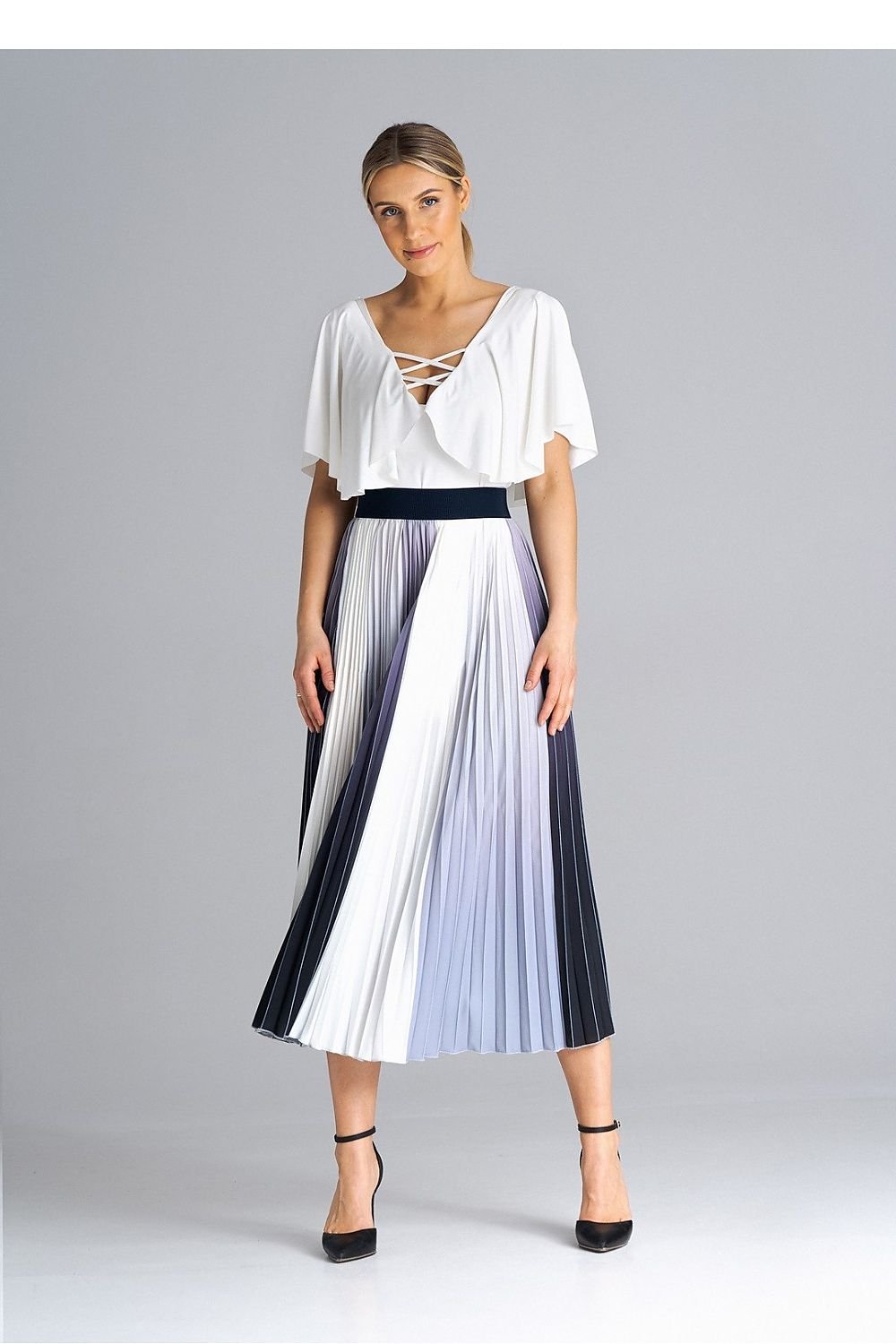 multicolor pleated midi skirt view 6