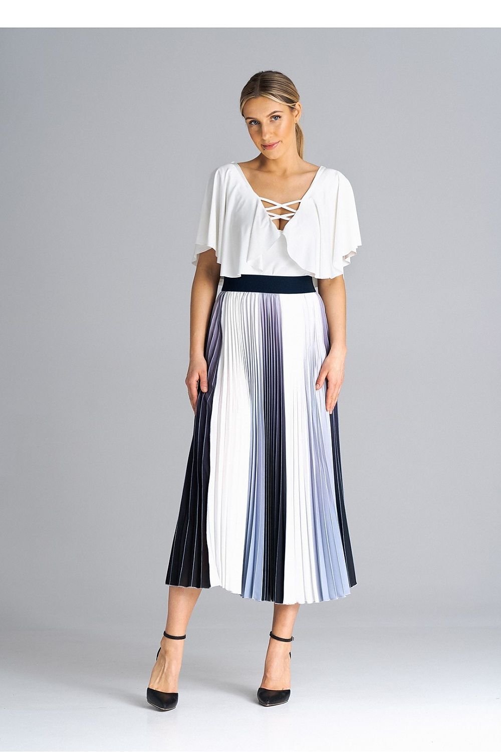 multicolor pleated midi skirt view 8