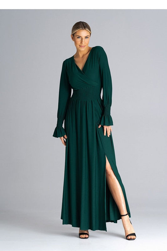 green 2 maxi day dress front view