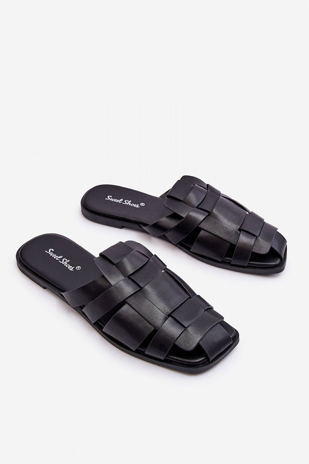 black flip-flops front view