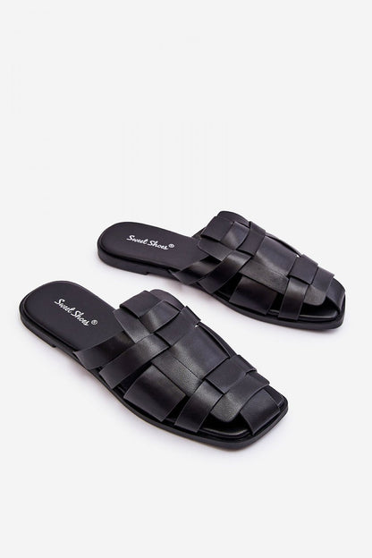 black flip-flops front view