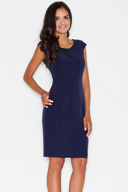 blue pencil midi dresses front view
