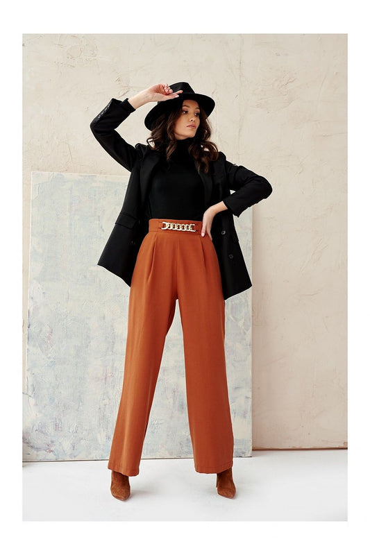 belted brown belted women trousers front view