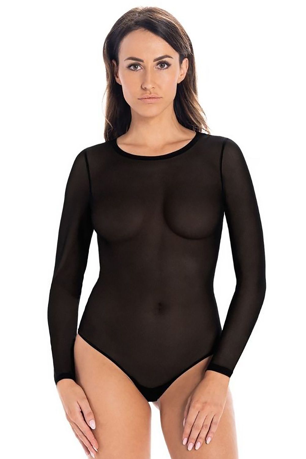 black wrap shapewear bodysuit front view