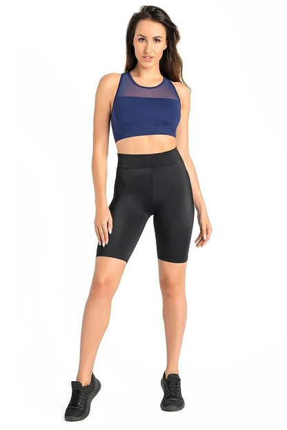 Women's black high-waist knee-length sport leggings by Teyli