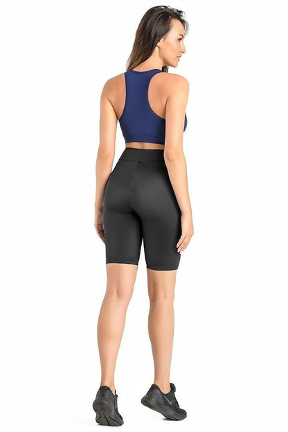 Women's black high-waist knee-length sport leggings by Teyli