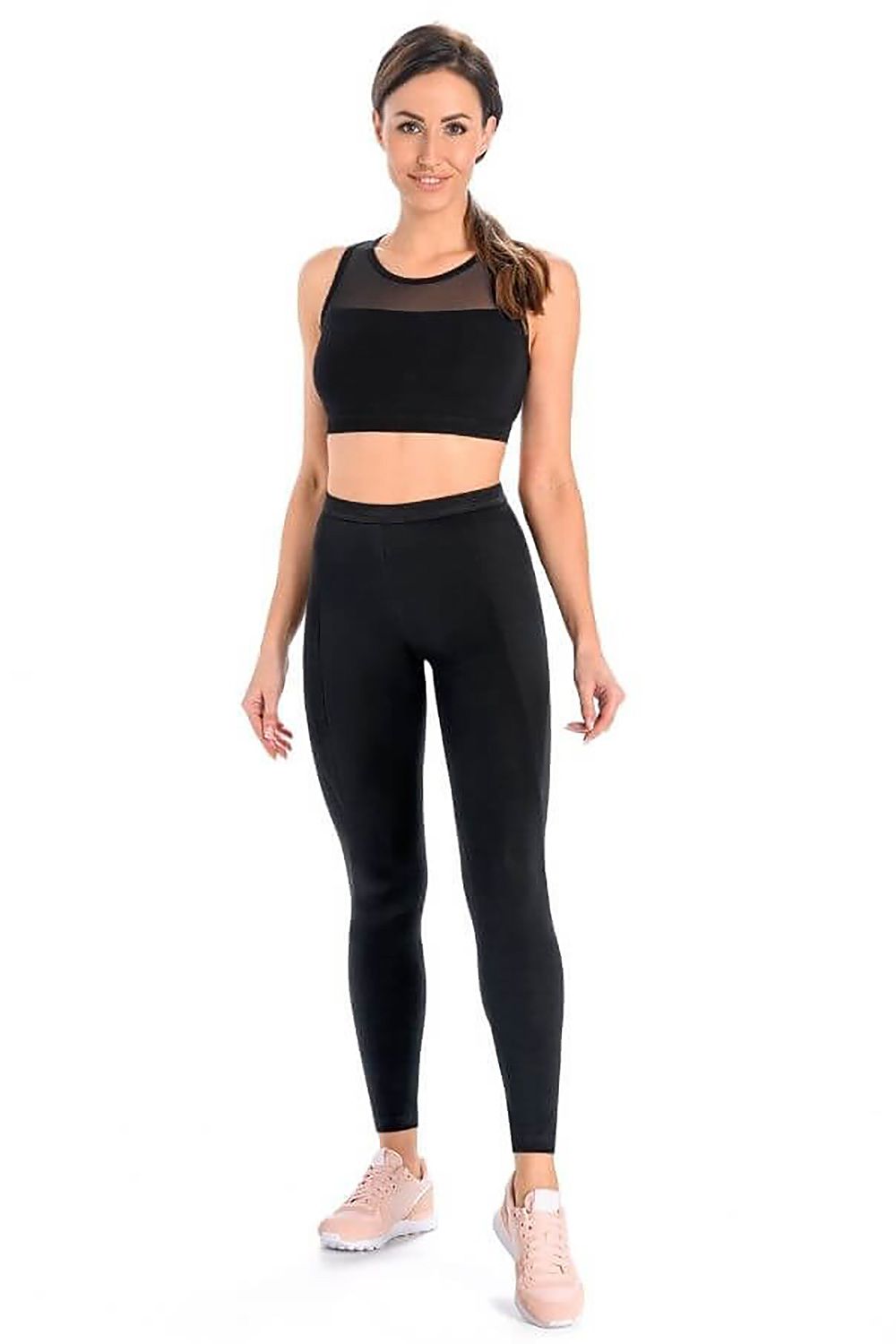 Women's black high-rise cotton ankle leggings slim fit