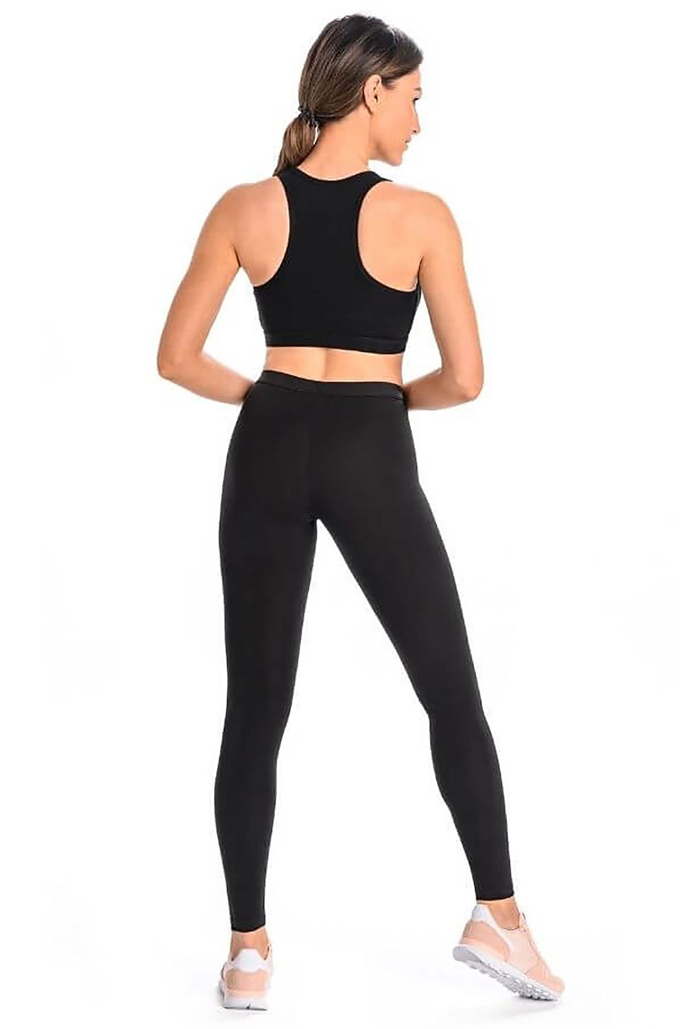 Women's black high-rise cotton ankle leggings slim fit