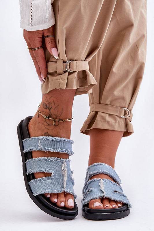 blue flip-flops front view