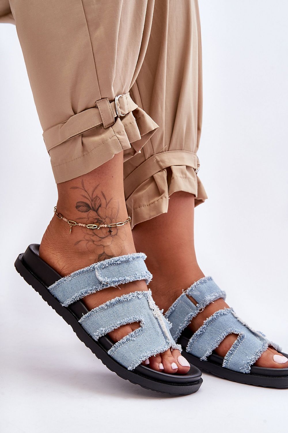 blue flip-flops detail view