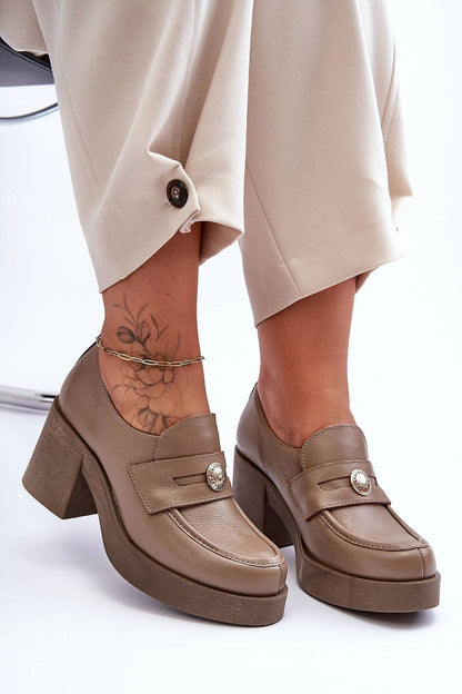 beige heeled low shoes side view
