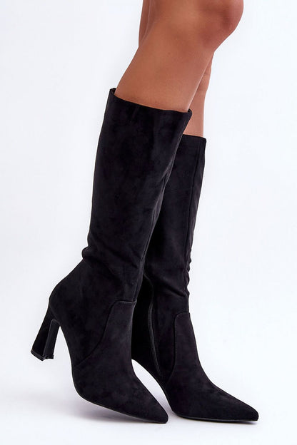 black heel boots front view