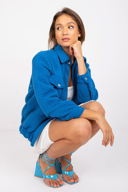 blue jacket detail view