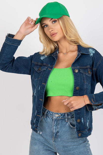 blue jacket detail view