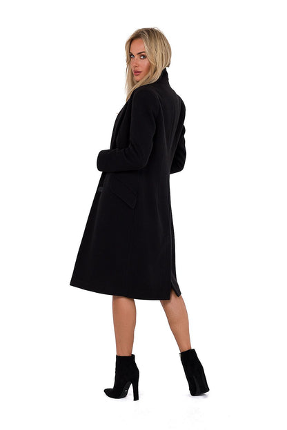black long sleeve asymmetrical coat alternate angle