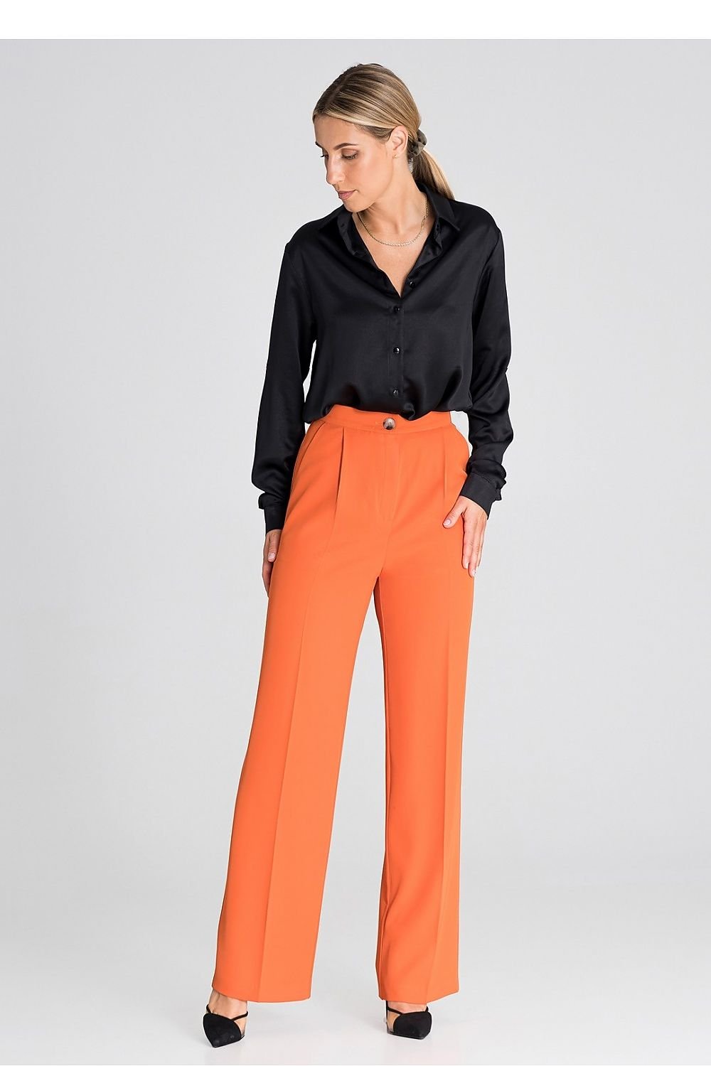 orange trousers front view
