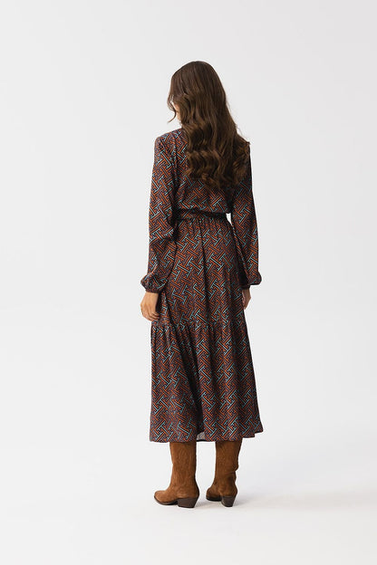 multicolor ruffle belted day dress alternate angle