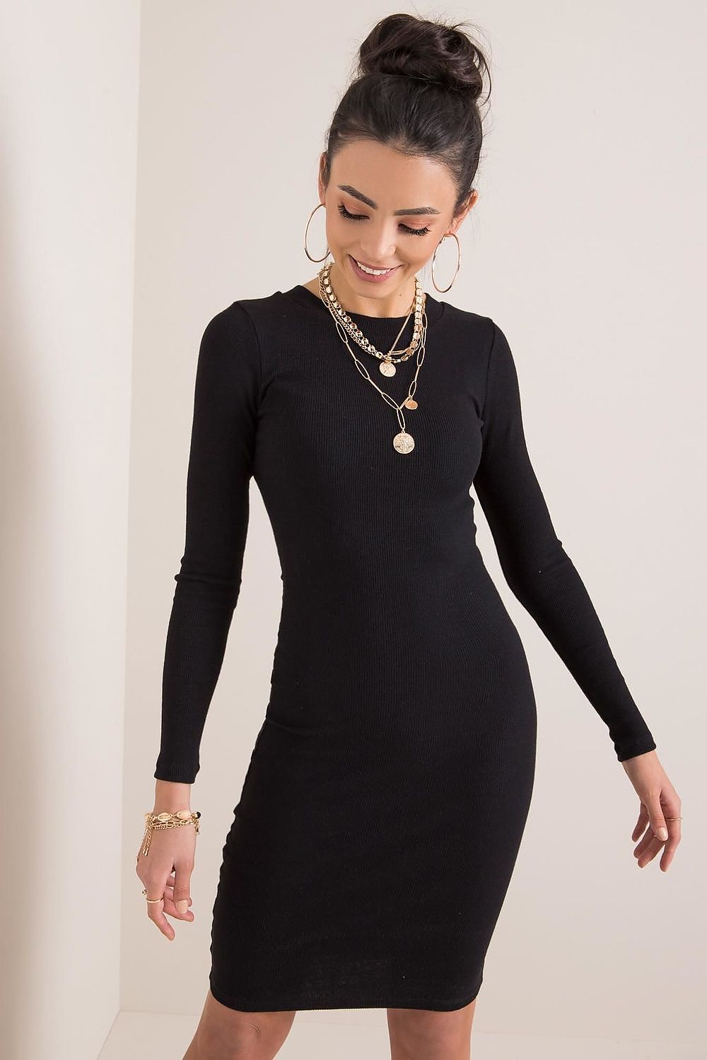 pink pencil long sleeve day dress view 12