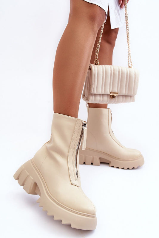 beige boots front view