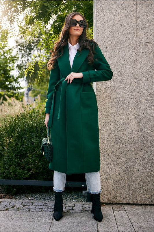 green belted coat front view
