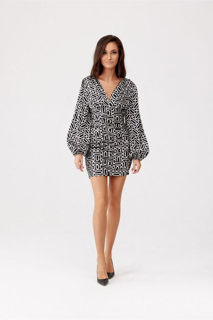 black lace evening dress back view