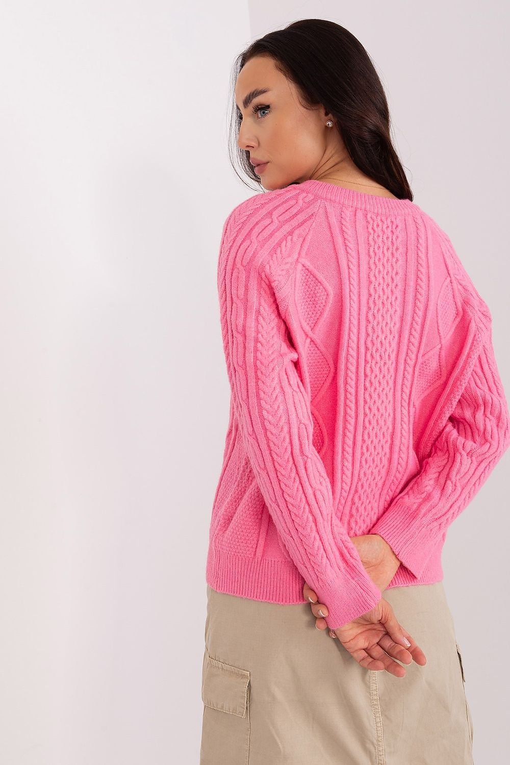 pink cardigan detail view