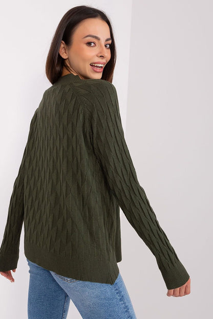 green long sleeve jumper detail view