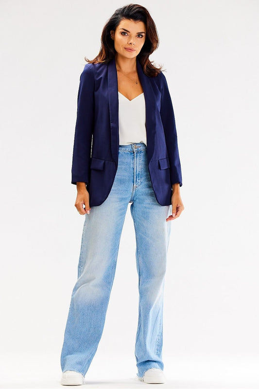 ruffle navy blue ruffle jacket front view